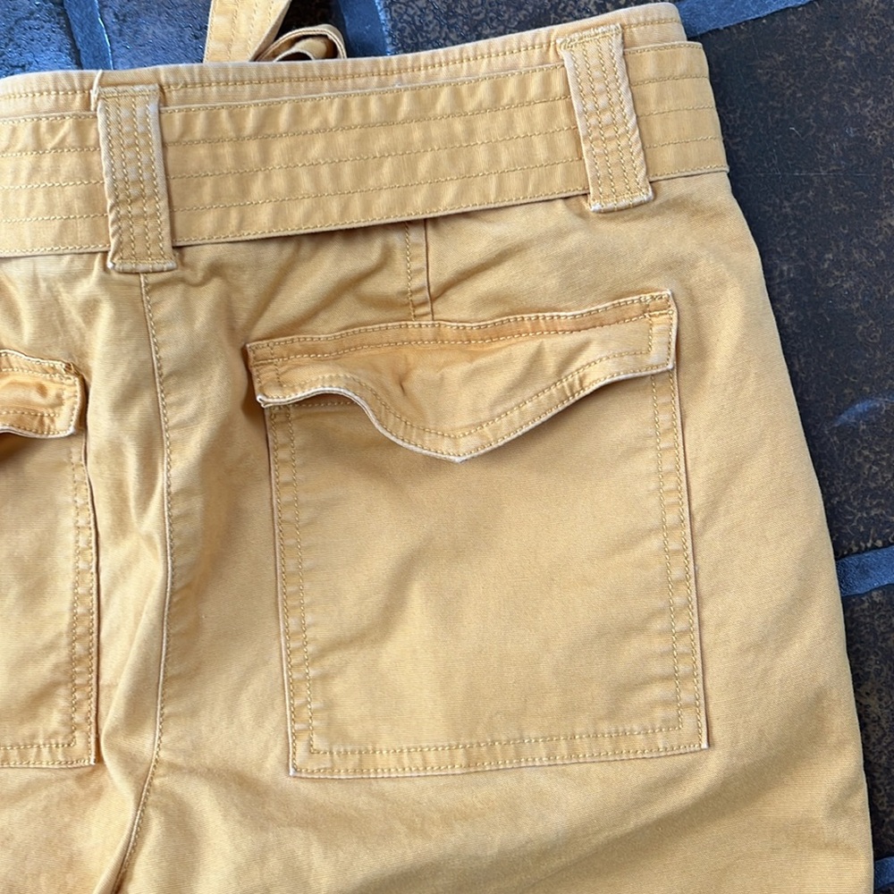 LOFT Mustard Yellow High Rise Tie Waist Cropped Wide Leg Pant - Picture 9 of 12